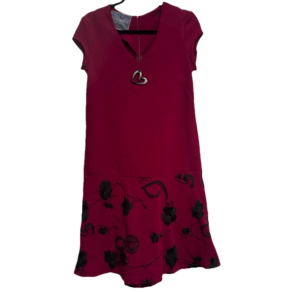 Elisa Cavaletti Daniela Della Allie Size US 4‎ Burgundy Black Floral Appliqués